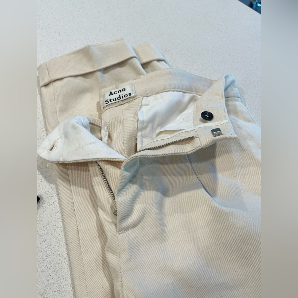 ACNE STUDIOS ecru cotton twill trouser